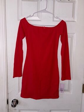 wild fable Rose Red Off-Shoulder Mini Dress